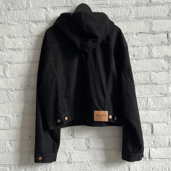NWOT Balenciaga Hooded Denim Jacket in Black - Picture 6 of 12